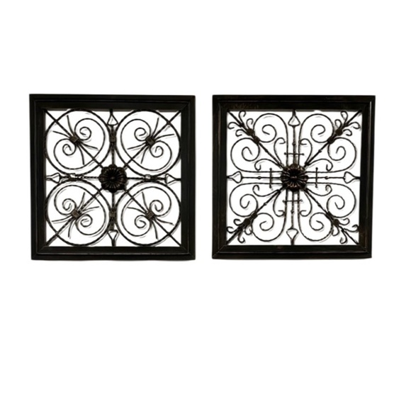 2 Square Medallion Style Wall Art Bronze Finish - Picture 1 of 8